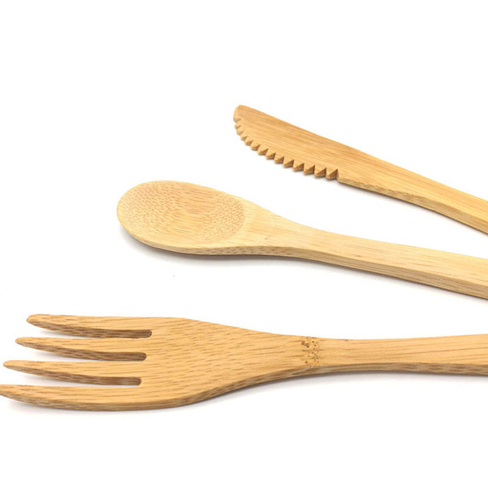 Bamboo reusable cutlery set